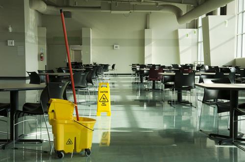 Cleaning and sanitation of breakrooms, kitchens, lobbies, and shared spaces within commercial facilities.