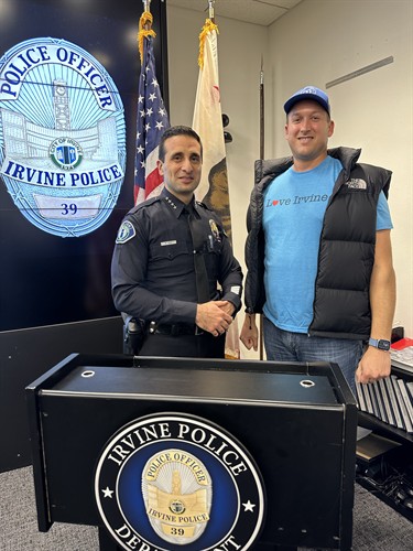 Irvine Chief of Police, Michael Kent, and I after a meeting.
