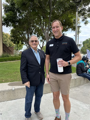 Irvine Mayor, Larry Agran, and I enjoying some coffee.