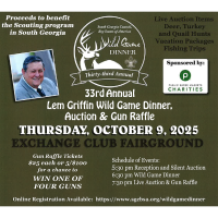 33rd Annual Lem Griffin Wild Game Dinner Auction & Gun Raffle