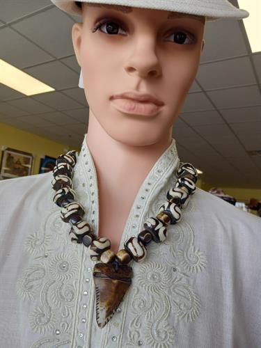 African Tribal Bone Bead Necklace