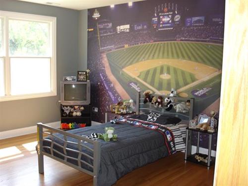 Boy's Bedroom with Sox Wallpaper Mural