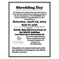 Shredding Day & Drug Take Back Day - Sponsored by Chamber of Commerce