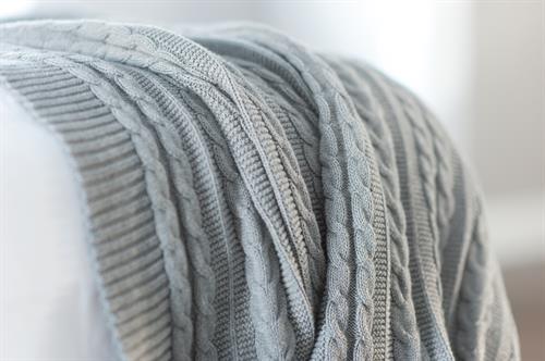 Grey Cable Knit Throw