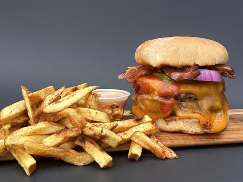 Our Double-Wide "Bubba" Burger with Fries