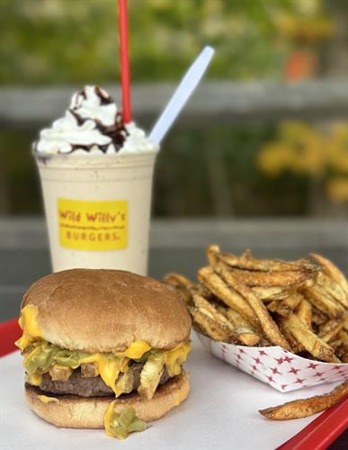 The "Hatch" Chili Specialty Burger with Frappe & Fries