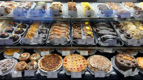 Our bakery carries freshly made pies, cakes, & desserts. Cookies, muffins and scones as well.