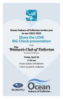 Share the Love Check Presentation to Woman's Club of Fullerton