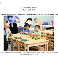  Fullerton School District Announces Open Enrollment for the 2025-26 School Year