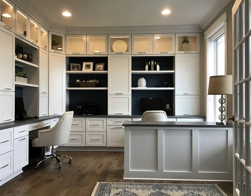 Home Office with custom storage and two workplaces