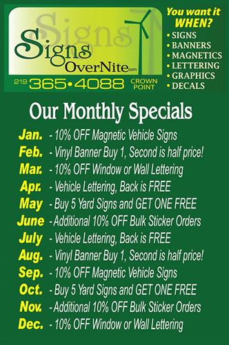 Our Monthly Specials