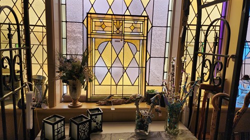 Antique Art Deco Style Stained Glass Window