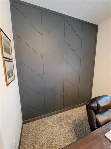 Herringbone accent wall in home office