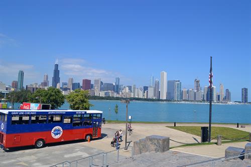 Chicago's skyline view at the Museum Campus stop- Historic South Side Tour. 