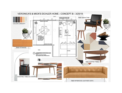 Furniture Plan and Material/Concept/Mood Board