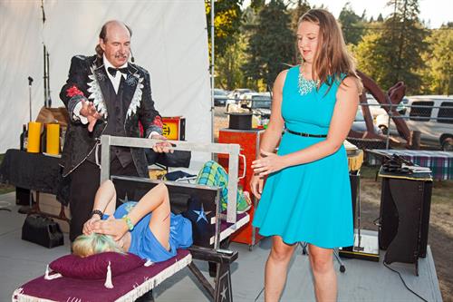 Sawing a lady from the audience in half