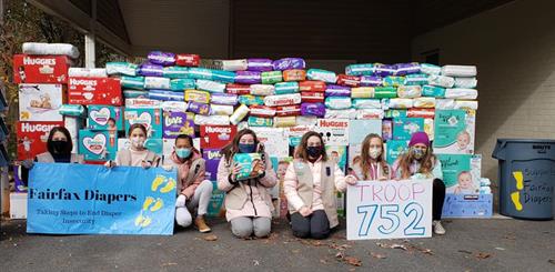 Girl Scout Troop 752 collected 7,757 diapers!
