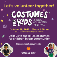 Kids Give Back: Costumes for Kids, A Fall Volunteer Festival