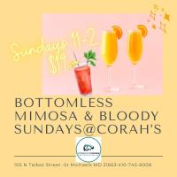 Sunday Bloody Bottomless Bloodys and Mimosas at Corah’s!