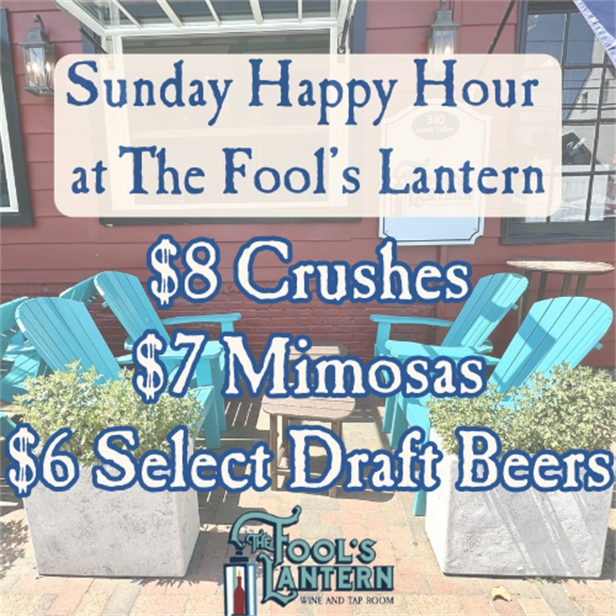 Sunday Happy Hour at Fool's Lantern Nov 3, 2024 St. Michaels