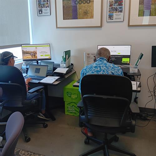 Older adults taking computer classes at our office Older adults taking computer classes at our office