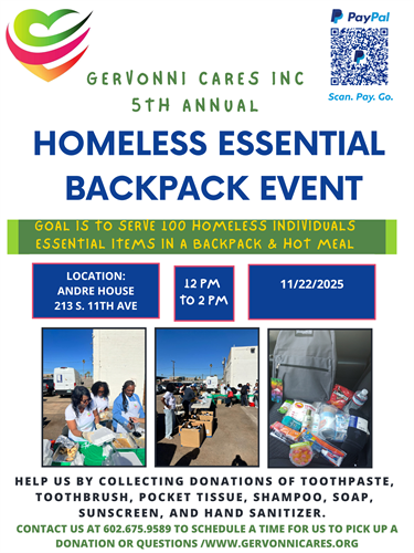 Our Annual homeless Essential Backpack event Our Annual homeless Essential Backpack event