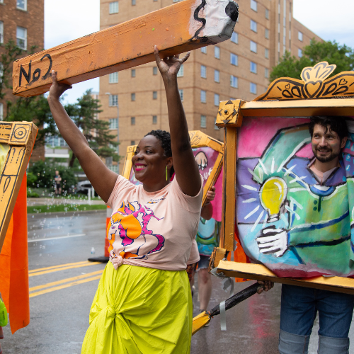 Volunteer during Pride Parade 2025