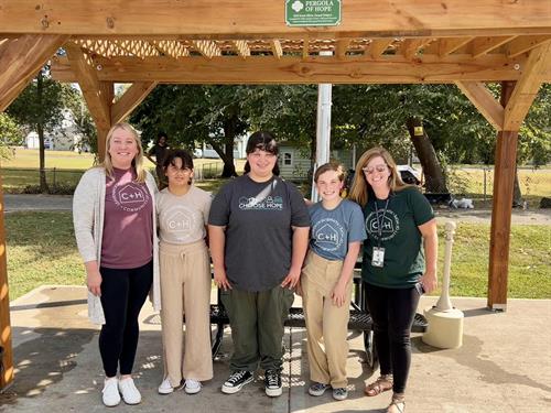 We're grateful to the Girl Scouts who build a beautiful pergola in our backyard for guests to enjoy. Introducing the Pergola of Hope.