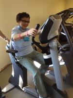 Miss Omi exercises at the Senior Center