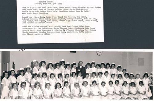 Nursing students enrolled at Trinity Lutheran Hospital School of Nursing (April 1963).
