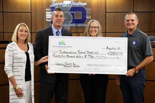 2021 Legacy Grants for Student Health check presentation to Independence School District..