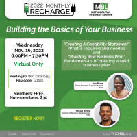 NOVEMBER RECHARGE "Building the Basics of your Business "