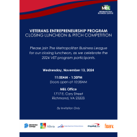 Veterans Entrepreneurship Training Program 2024 Closing Luncheon and Pitch Competition