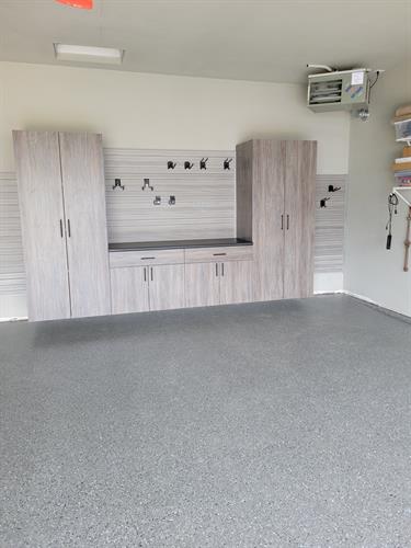 Garage Storage Cabinets & Epoxy/Hybrid Floor Coating