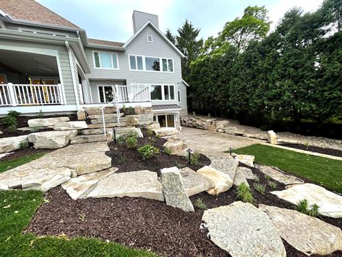 Steps, Outcroppings, Mulch