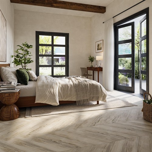 Bedroom / Herringbone Floor  Distinctive floors make memorable spaces. Explore wood-look flooring, tile and design options that help builders and remodelers add character from room to room.