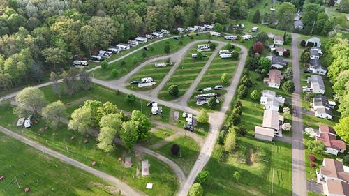 aerial shot of campground