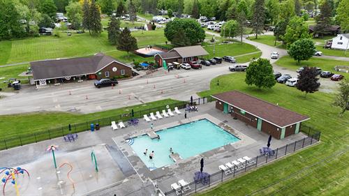 aerial shot of camground