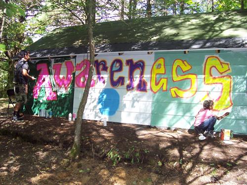 Murals by local youth and artists at Camp Earth Connection