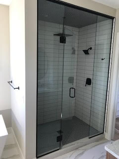 Custom Straight line shower door and panel
