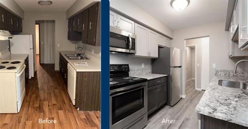 Remodel; Before and After; Smart Cabinetry; Stone and Graphite 