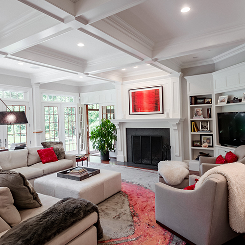 TV concealed with scrolling art