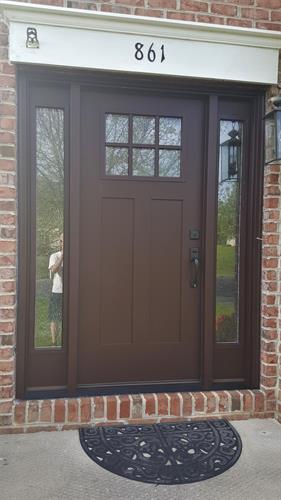 Masonite Heritage Series Door with Double Water Glass, Fusion Frame and Finished SW2838 Polished Mahogany Masonite Heritage Series Door with Double Water Glass, Fusion Frame and Finished SW2838 Polished Mahogany