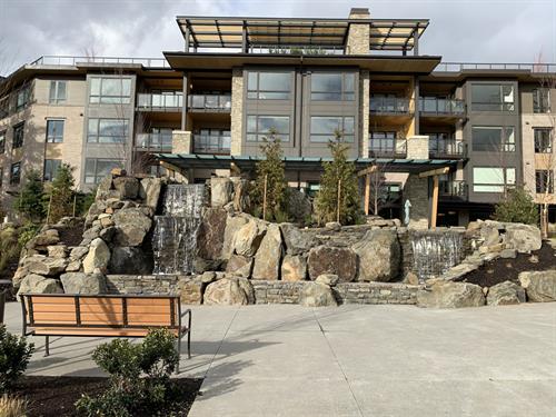 Commercial Water Feature at The Springs Lake Oswego by Greenhaven Landscapes