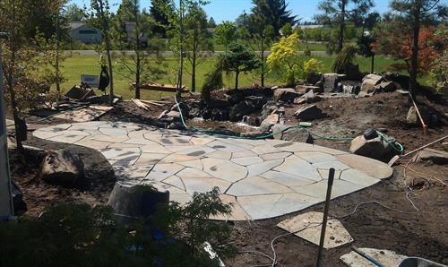 Patio and Water feature project by Greenhaven Landscapes