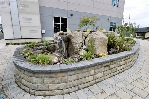 Commercial wall and water feature by Greenhaven Landscapes