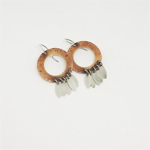 Copper and Sterling Fringe Earrings