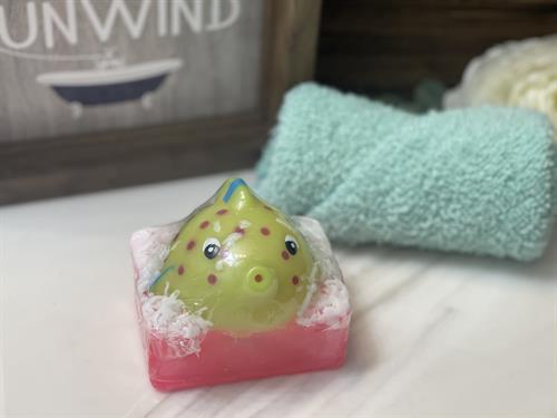 Lime green fish soap