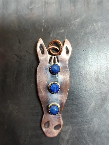 Copper with Blue Lapis Horse Head pendant