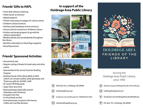 Recent project for Holdrege Area Friends of the Library: an updated tri-fold brochure